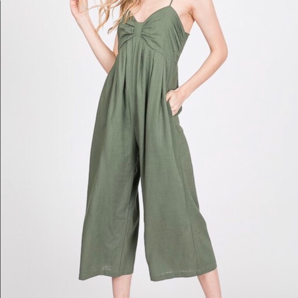 Olive Linen Jumpsuit